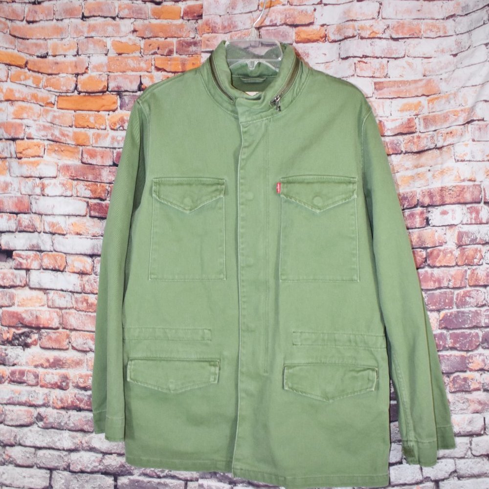 Levi's Medium Military Field Jacket Hidden Hood Army Green Parka - Picture 9 of 12